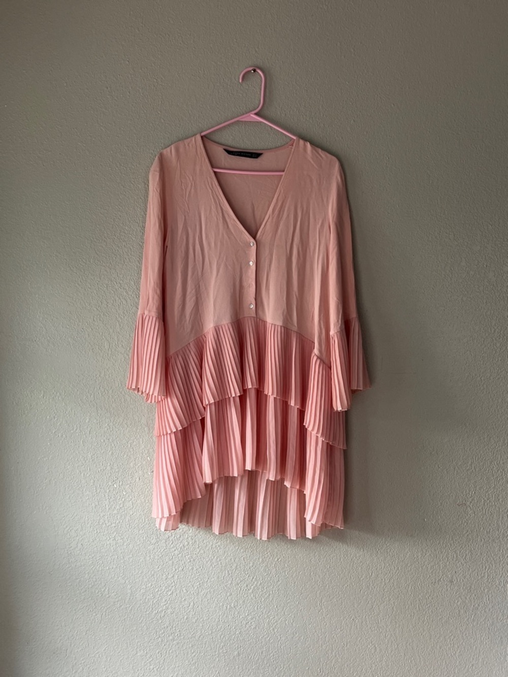 Zara Woman Pale Pink V-Neck Blouse